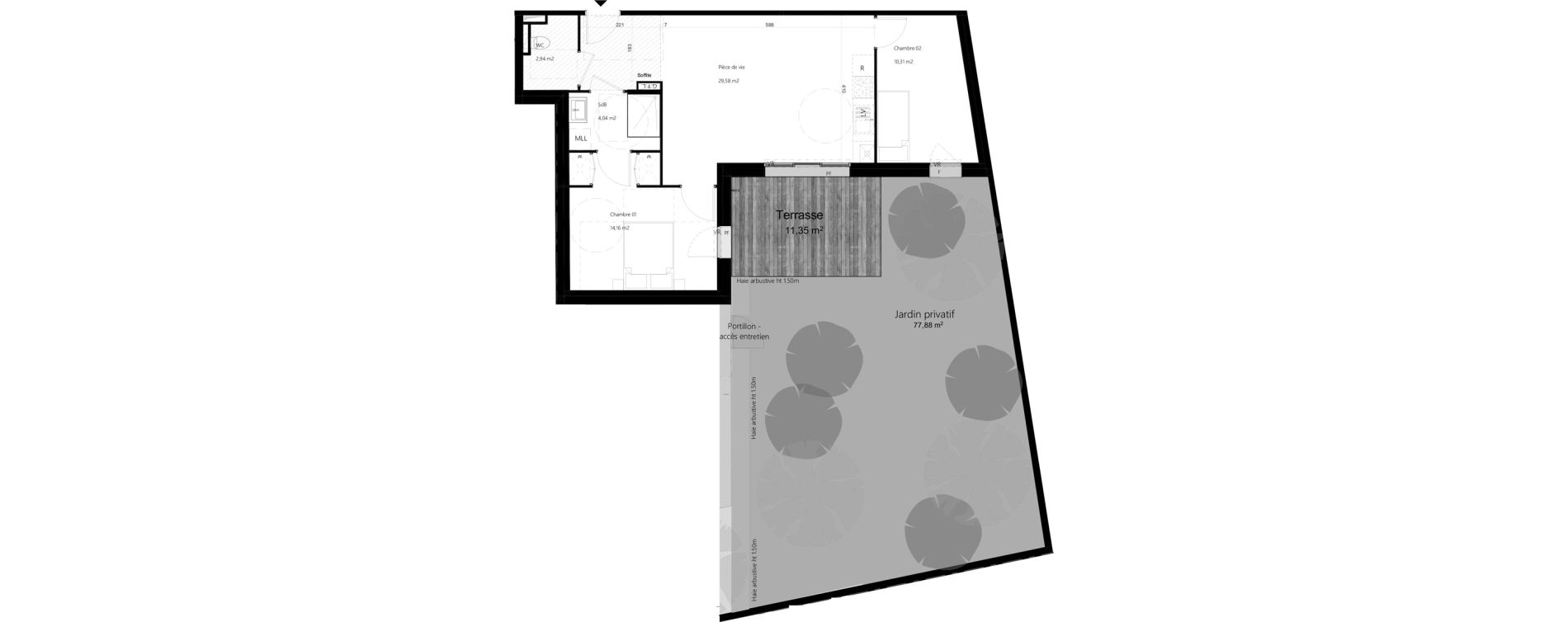 Appartement T3 de 61,03 m2 &agrave; Amiens Gare - la vallee - les hortillonnages