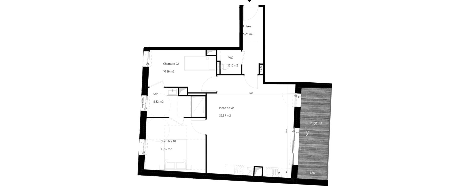 Appartement T3 de 66,75 m2 &agrave; Amiens Gare - la vallee - les hortillonnages