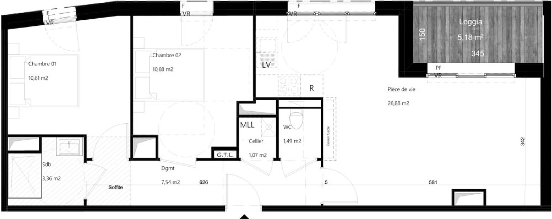 Appartement T3 de 61,83 m2 &agrave; Amiens Gare - la vallee - les hortillonnages