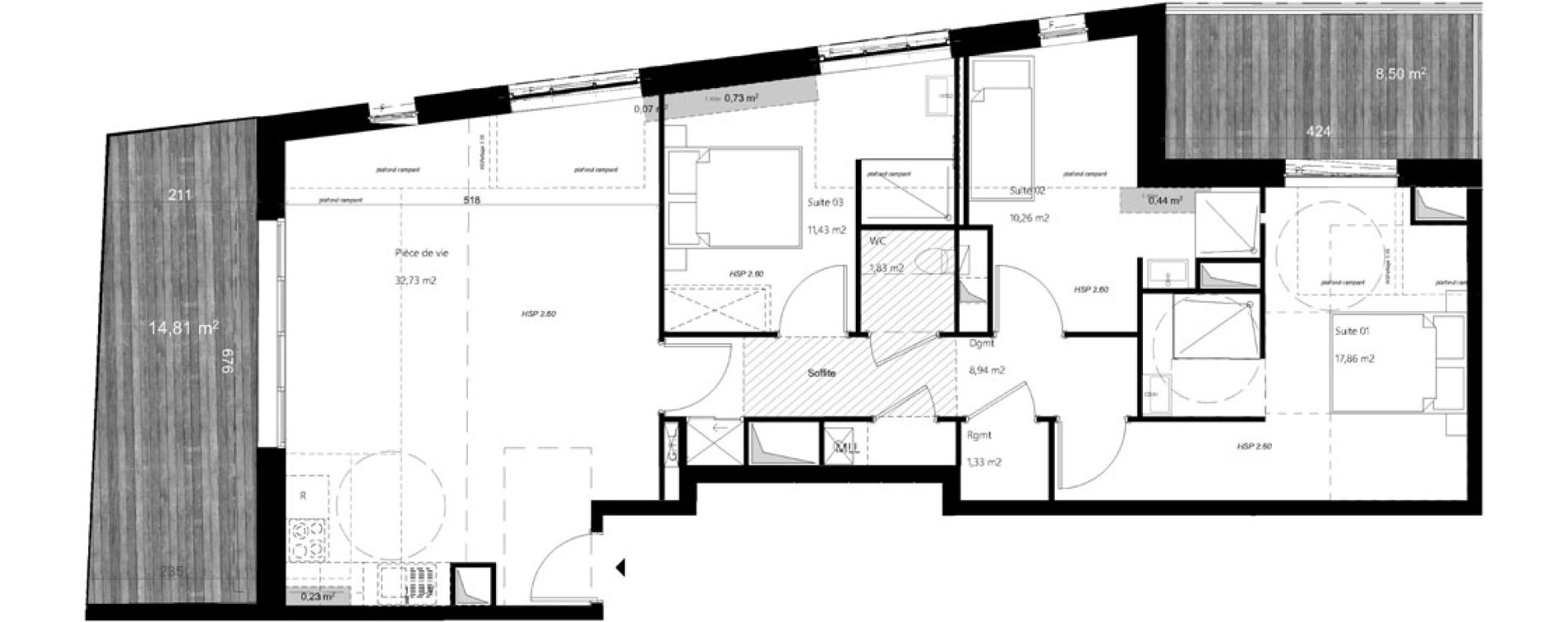 Appartement T4 de 84,38 m2 &agrave; Amiens Gare - la vallee - les hortillonnages