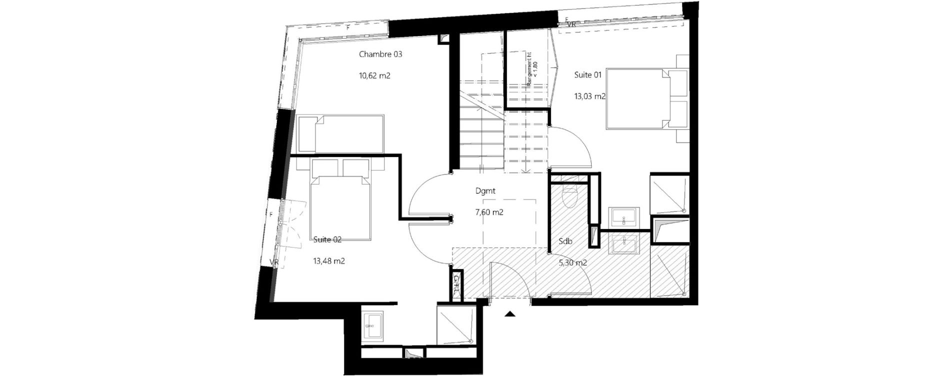 Duplex T5 de 92,43 m2 &agrave; Amiens Gare - la vallee - les hortillonnages