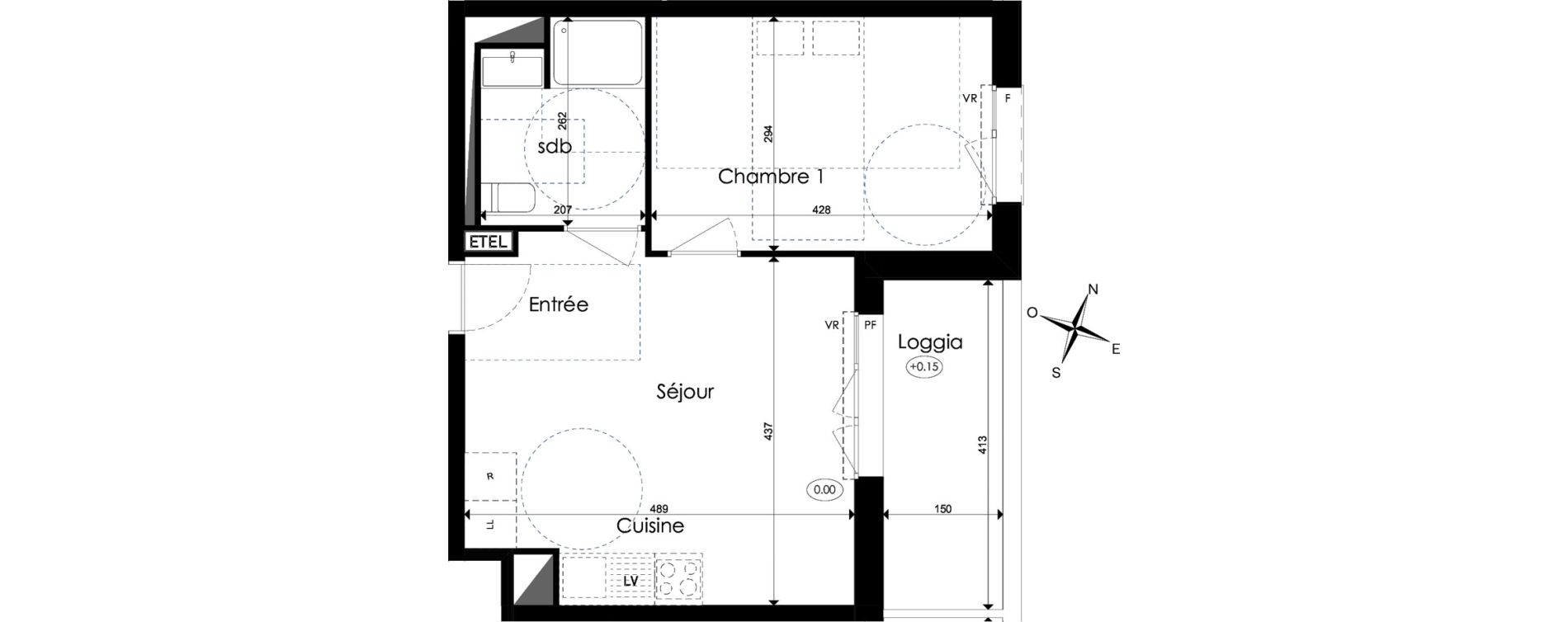 Appartement T2 de 38,68 m2 &agrave; Amiens Intercampus