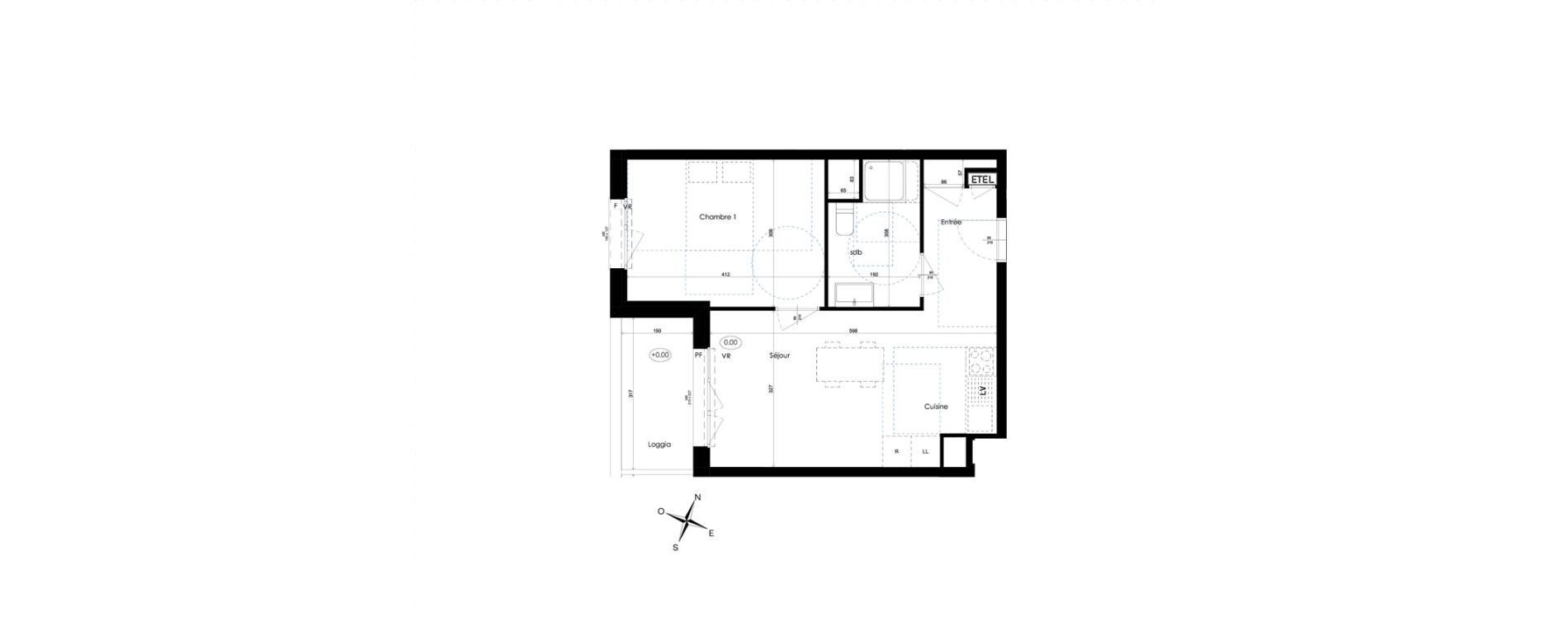 Appartement T2 de 40,96 m2 &agrave; Amiens Intercampus