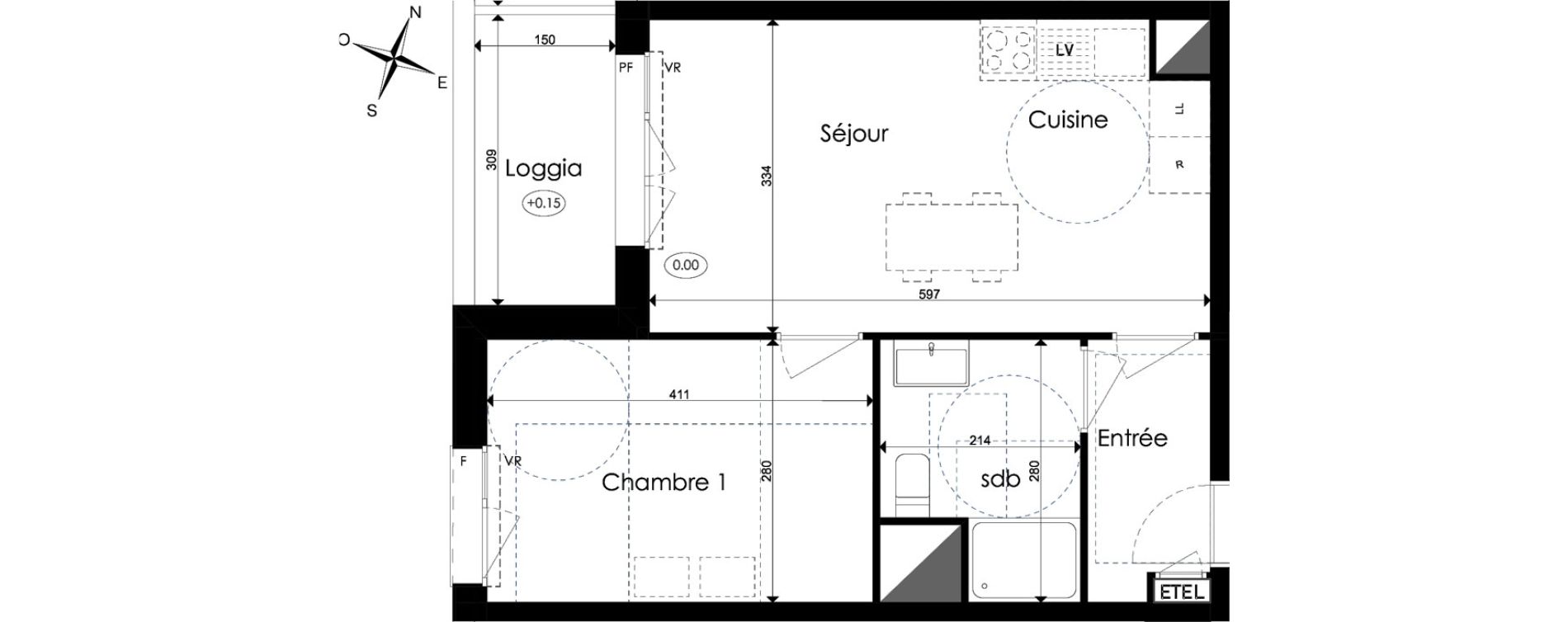 Appartement T2 de 39,60 m2 &agrave; Amiens Intercampus