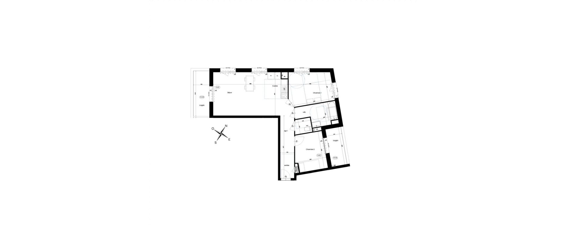 Appartement T3 de 65,22 m2 &agrave; Amiens Intercampus
