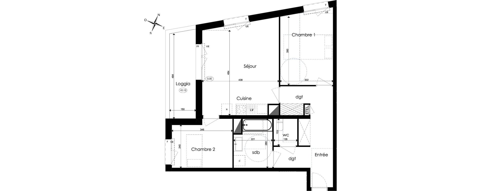 Appartement T3 de 65,57 m2 &agrave; Amiens Intercampus