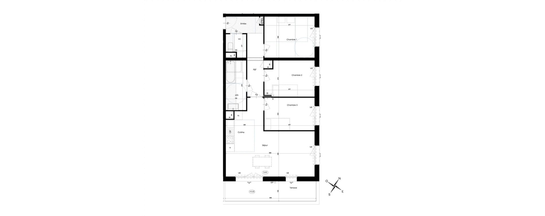 Appartement T4 de 75,93 m2 &agrave; Amiens Intercampus