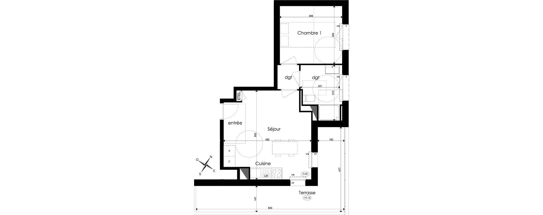 Appartement T2 de 41,16 m2 &agrave; Amiens Intercampus