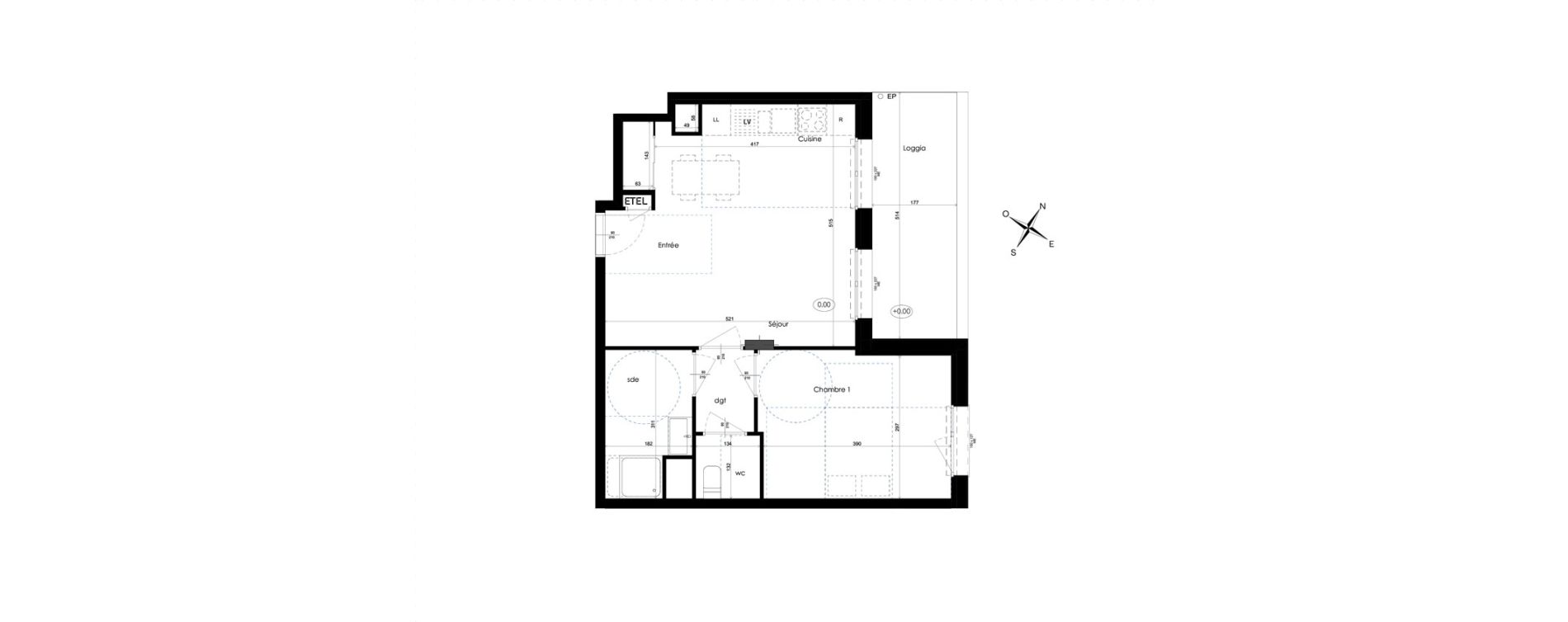 Appartement T2 de 45,68 m2 &agrave; Amiens Intercampus