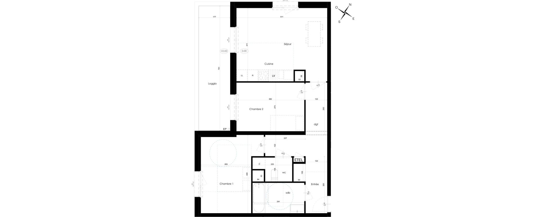 Appartement T3 de 63,74 m2 &agrave; Amiens Intercampus