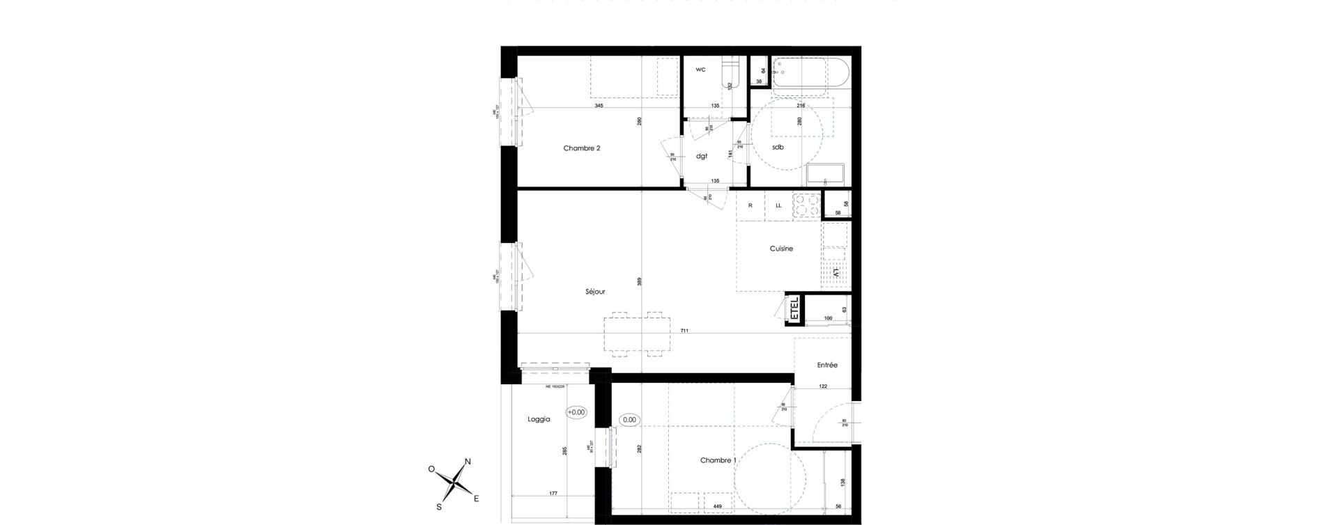 Appartement T3 de 60,23 m2 &agrave; Amiens Intercampus