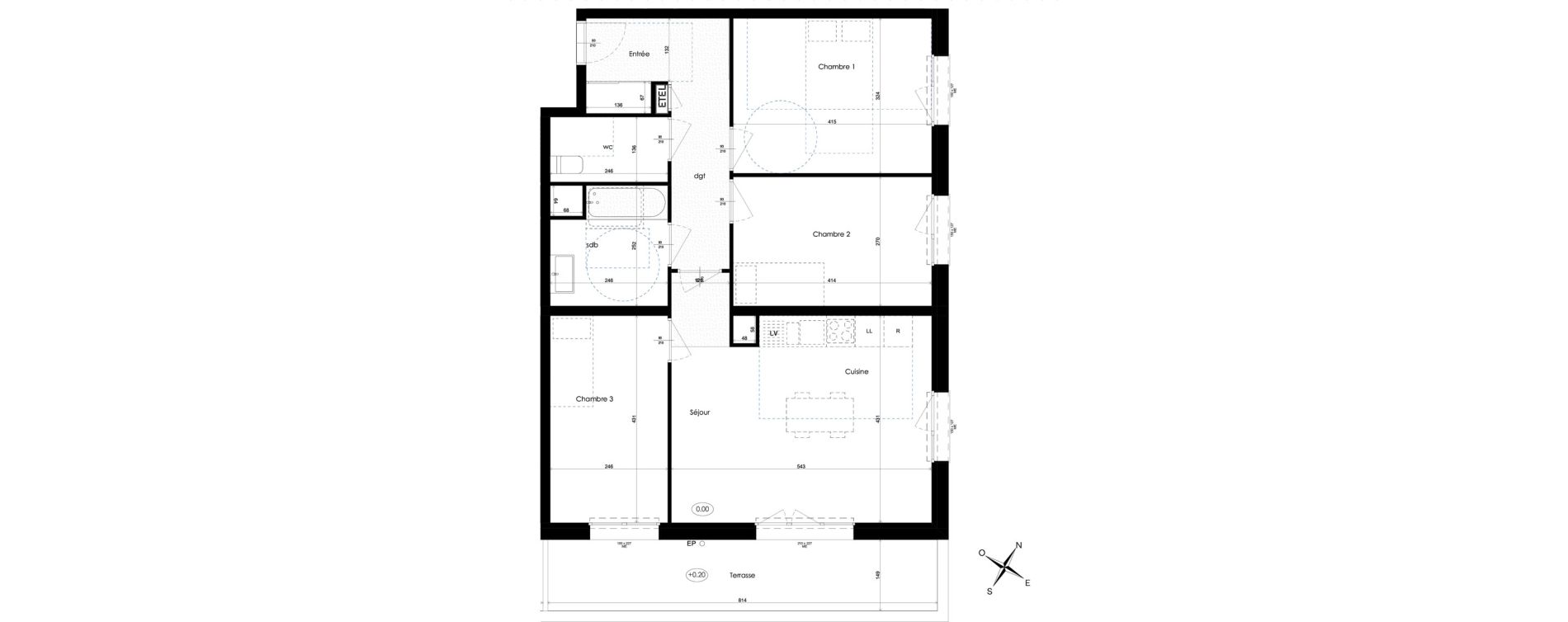 Appartement T4 de 78,32 m2 &agrave; Amiens Intercampus