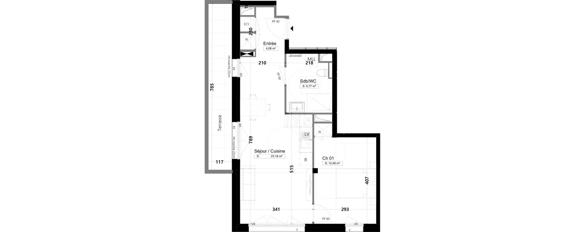 Appartement T2 de 45,52 m2 &agrave; Amiens Gare - la vallee - les hortillonnages