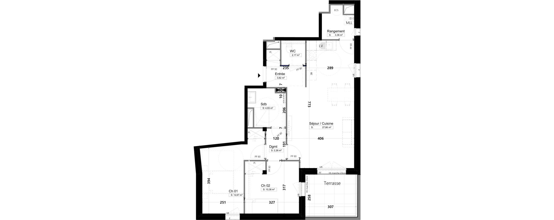 Appartement T3 de 67,15 m2 &agrave; Amiens Gare - la vallee - les hortillonnages