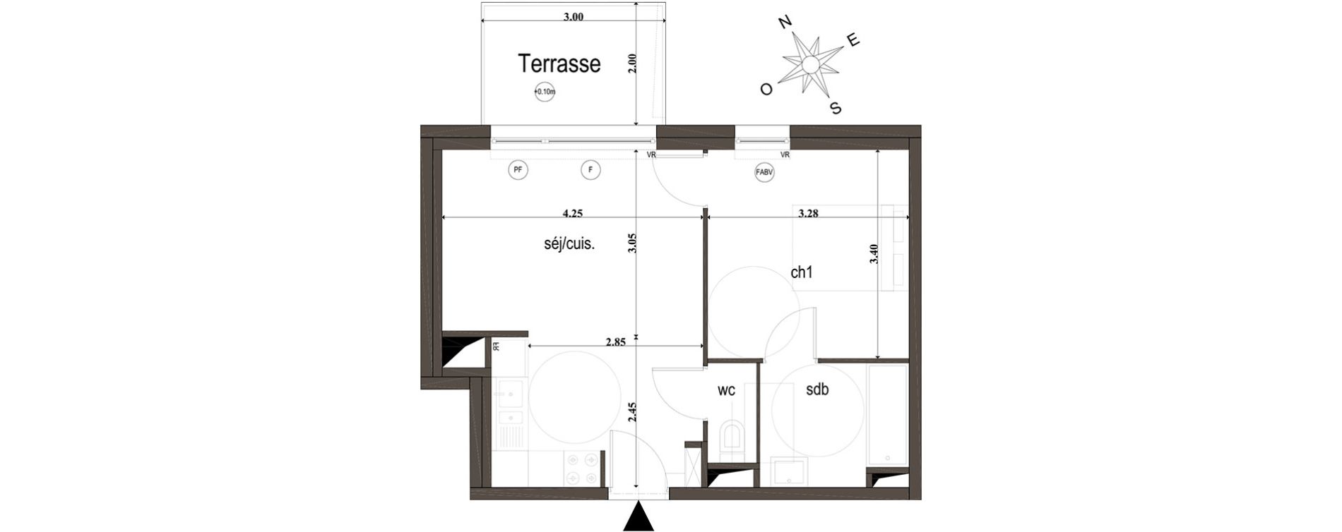 Appartement T2 de 38,30 m2 &agrave; Amiens Intercampus