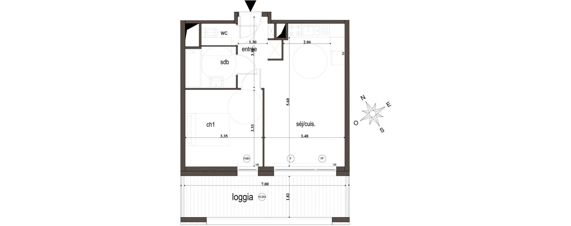 Appartement T2 de 40,80 m2 &agrave; Amiens Intercampus