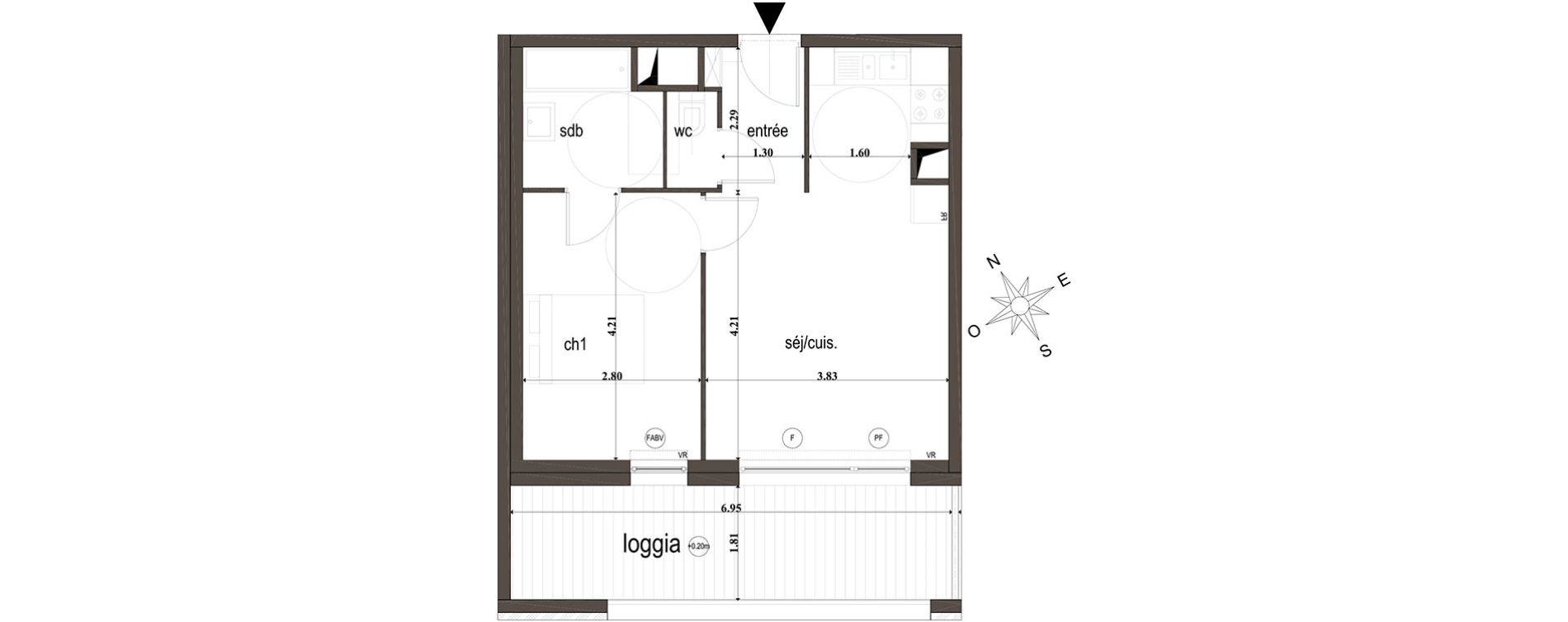 Appartement T2 de 41,30 m2 &agrave; Amiens Intercampus