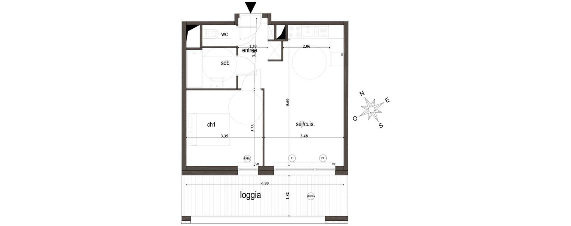 Appartement T2 de 40,80 m2 &agrave; Amiens Intercampus