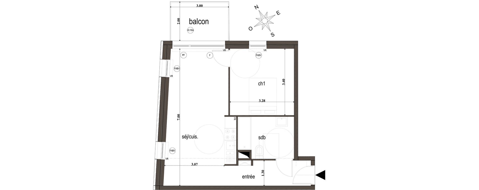Appartement T2 de 45,20 m2 &agrave; Amiens Intercampus