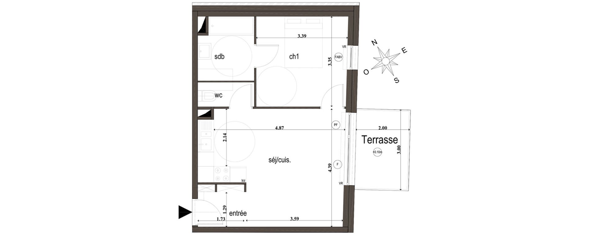 Appartement T2 de 41,00 m2 &agrave; Amiens Intercampus