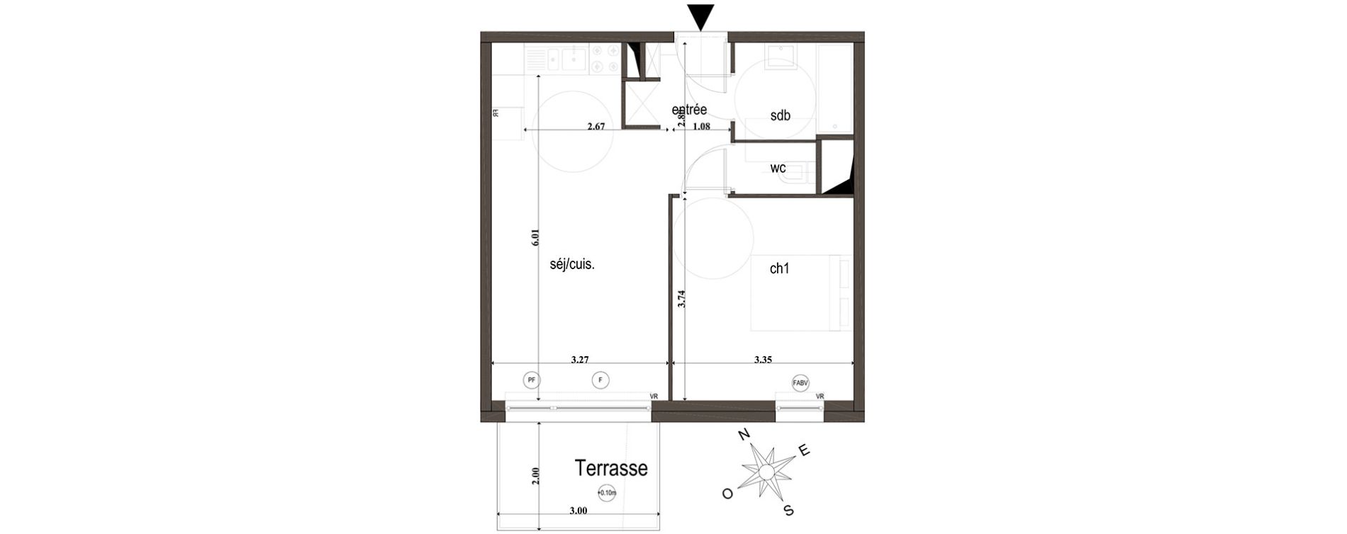 Appartement T2 de 41,90 m2 &agrave; Amiens Intercampus