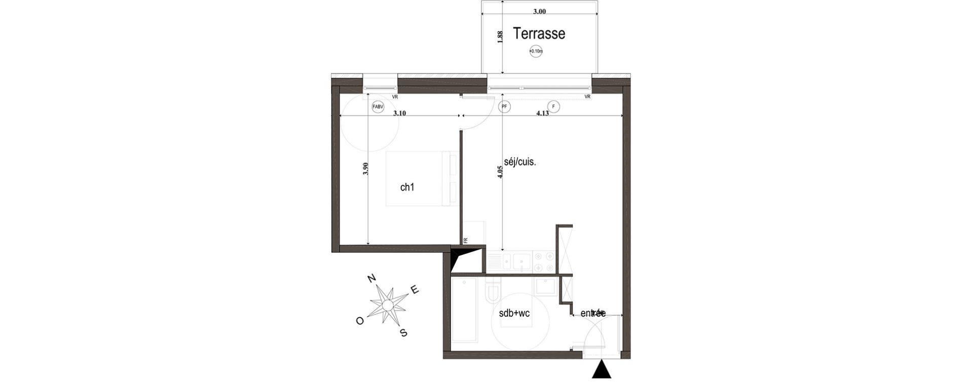 Appartement T2 de 39,10 m2 &agrave; Amiens Intercampus