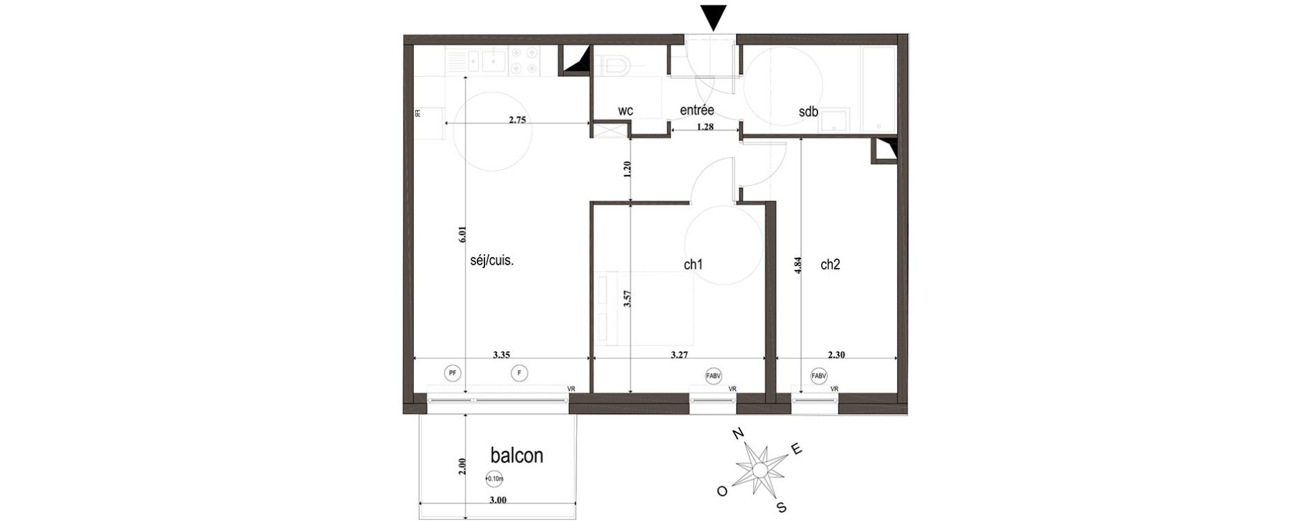 Appartement T3 de 58,10 m2 &agrave; Amiens Intercampus