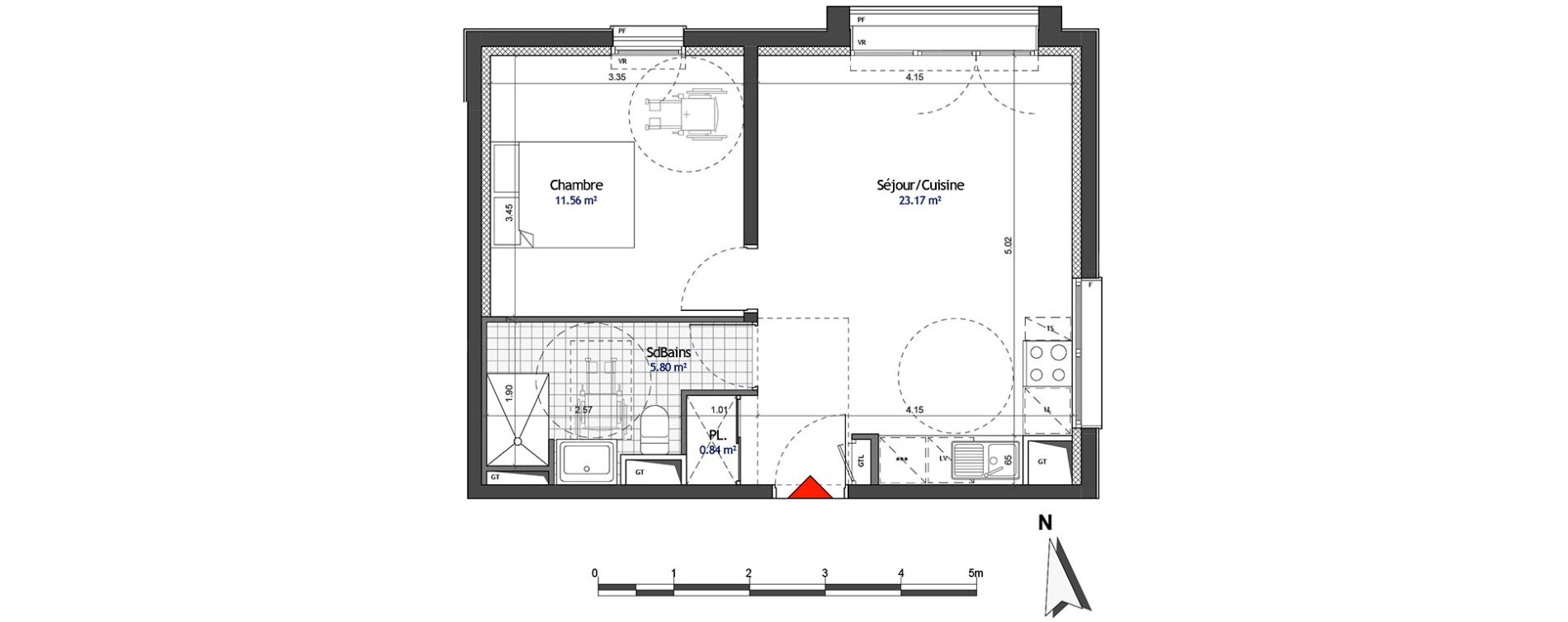 Appartement T2 de 42,37 m2 &agrave; Amiens Henriville