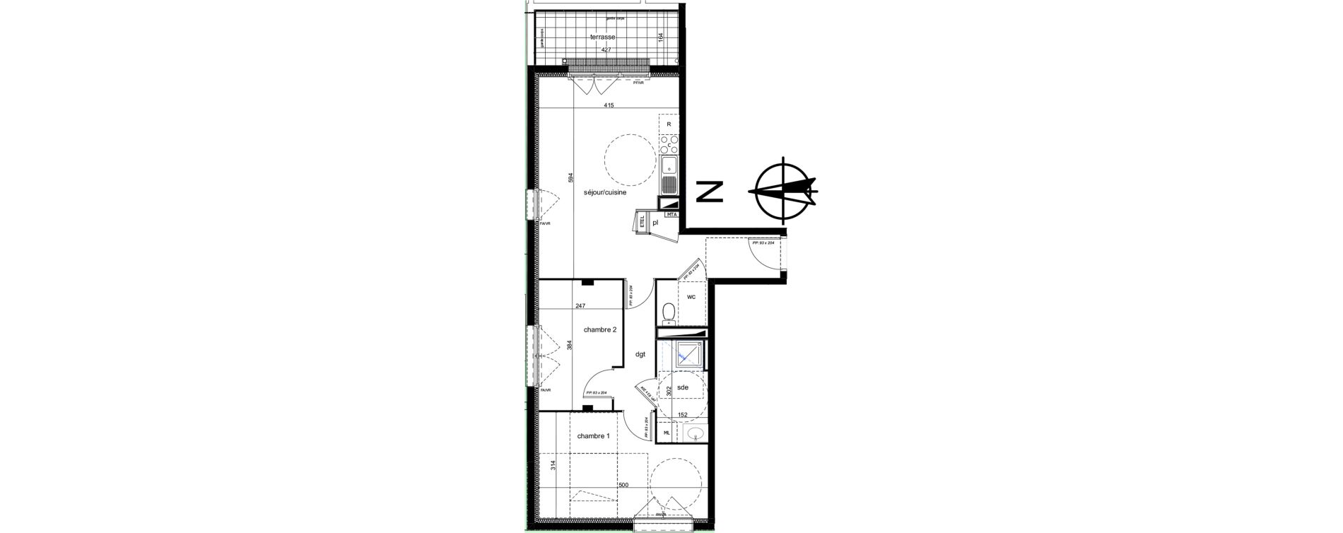 Appartement T3 de 61,57 m2 &agrave; Amiens Intercampus