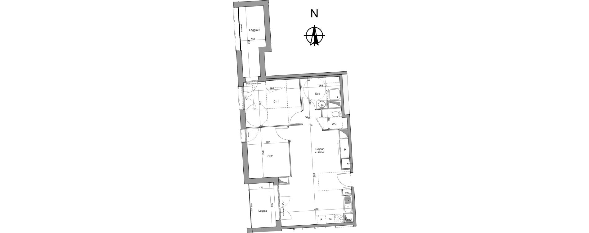 Appartement T3 de 57,54 m2 &agrave; Amiens Intercampus