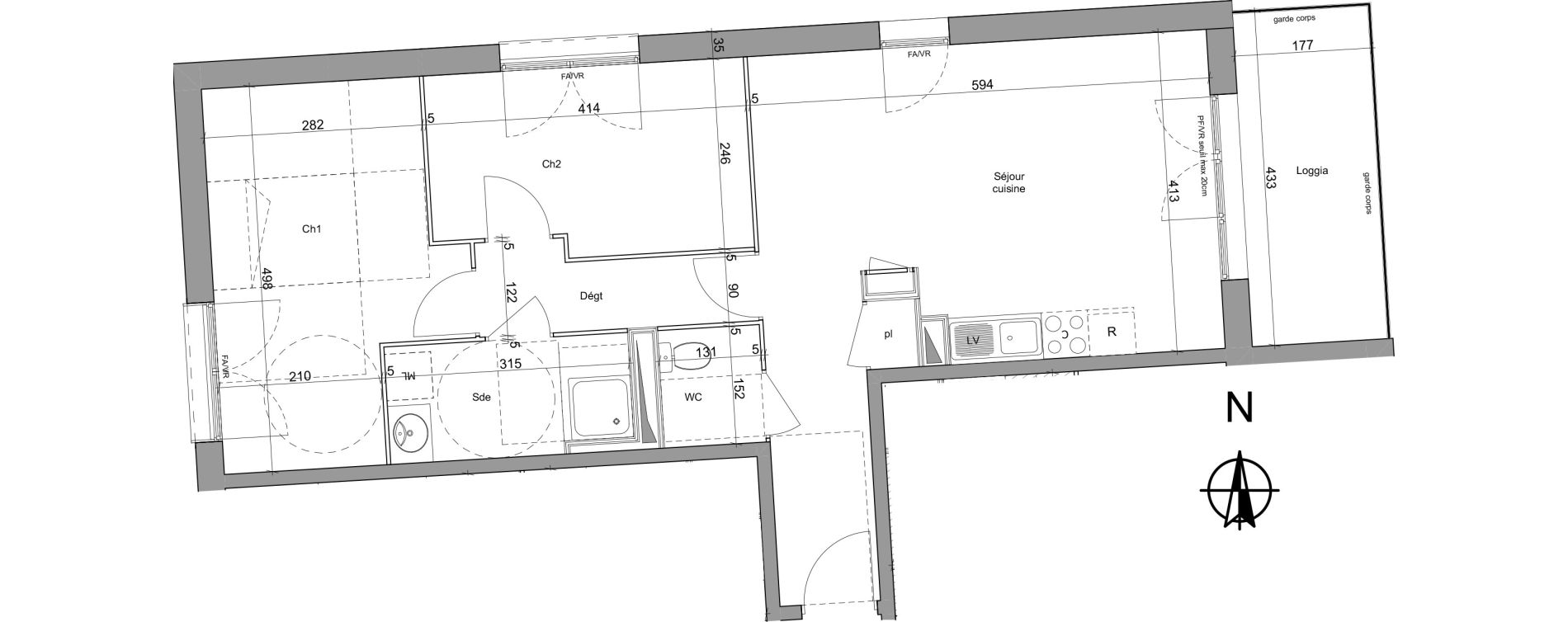 Appartement T3 de 61,26 m2 &agrave; Amiens Intercampus