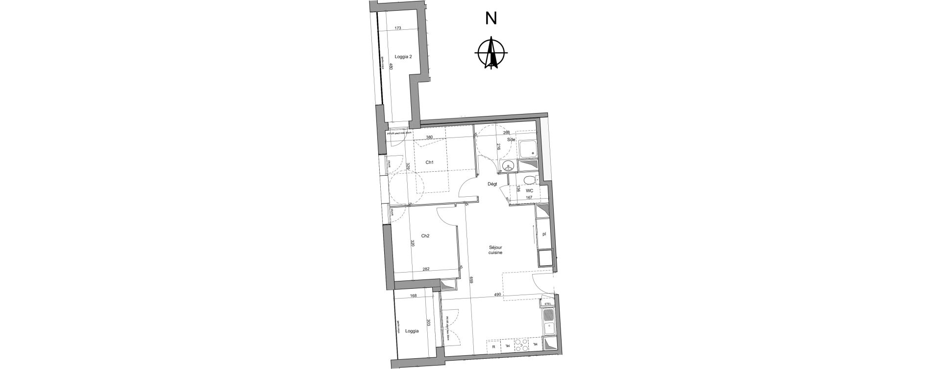 Appartement T3 de 57,52 m2 &agrave; Amiens Intercampus