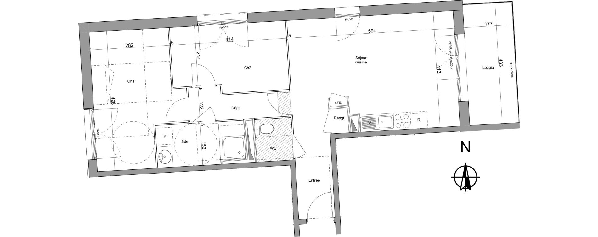 Appartement T3 de 61,26 m2 &agrave; Amiens Intercampus