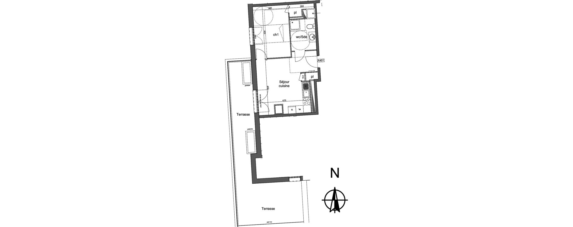 Appartement T2 de 37,85 m2 &agrave; Amiens Intercampus