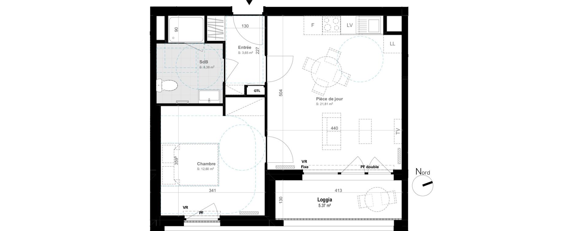 Appartement T2 de 43,44 m2 &agrave; Amiens Gare - la vallee - les hortillonnages