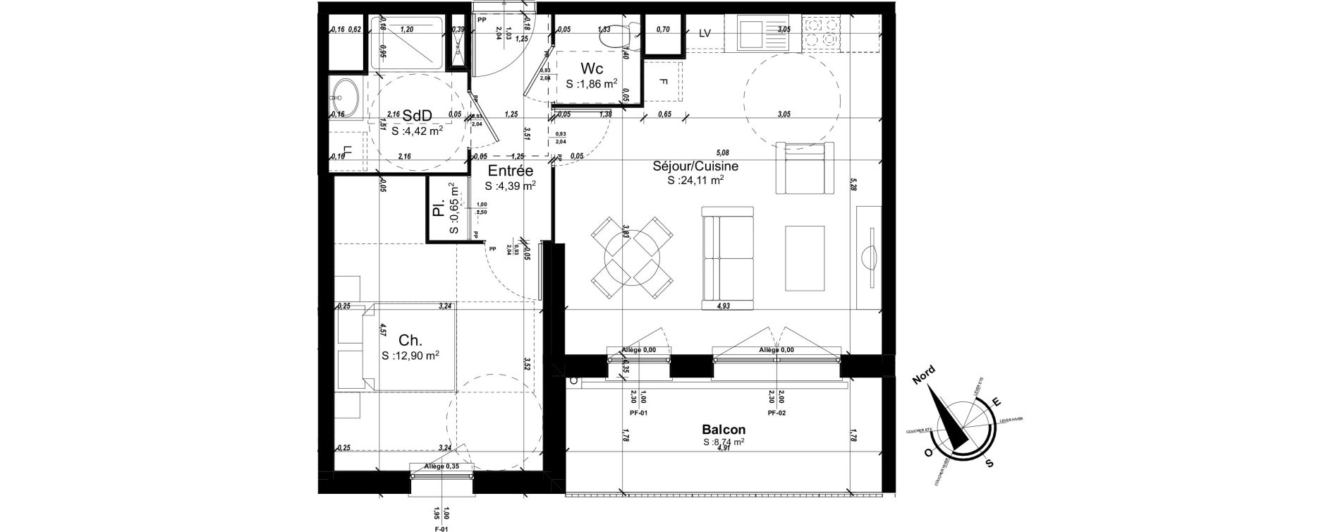 Appartement T2 de 48,33 m2 &agrave; Amiens Intercampus