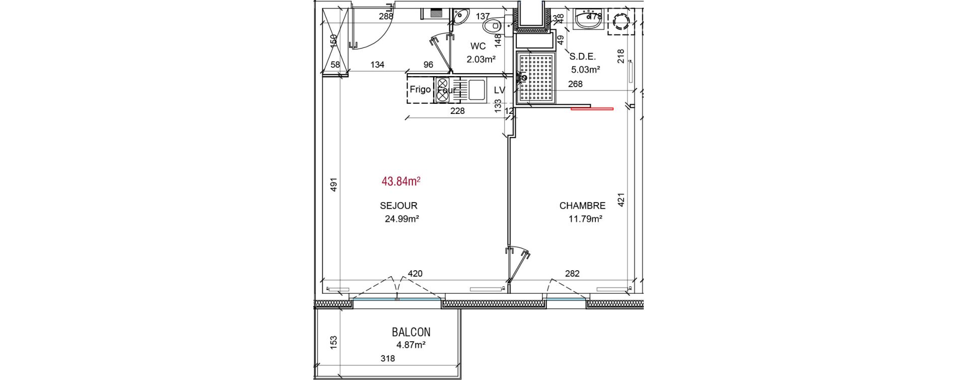 Appartement T2 de 43,84 m2 &agrave; Amiens Saint honore - jeanne d arc