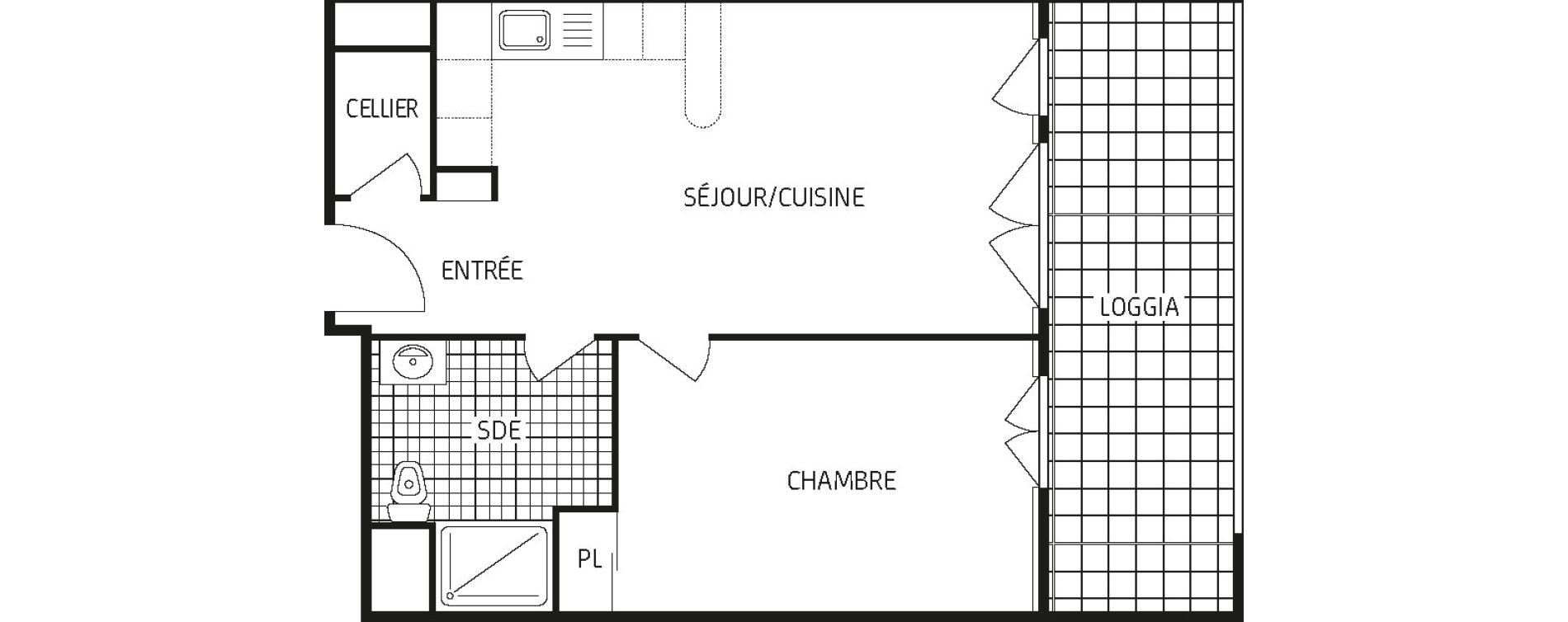 Appartement T2 de 42,87 m2 &agrave; Amiens Intercampus