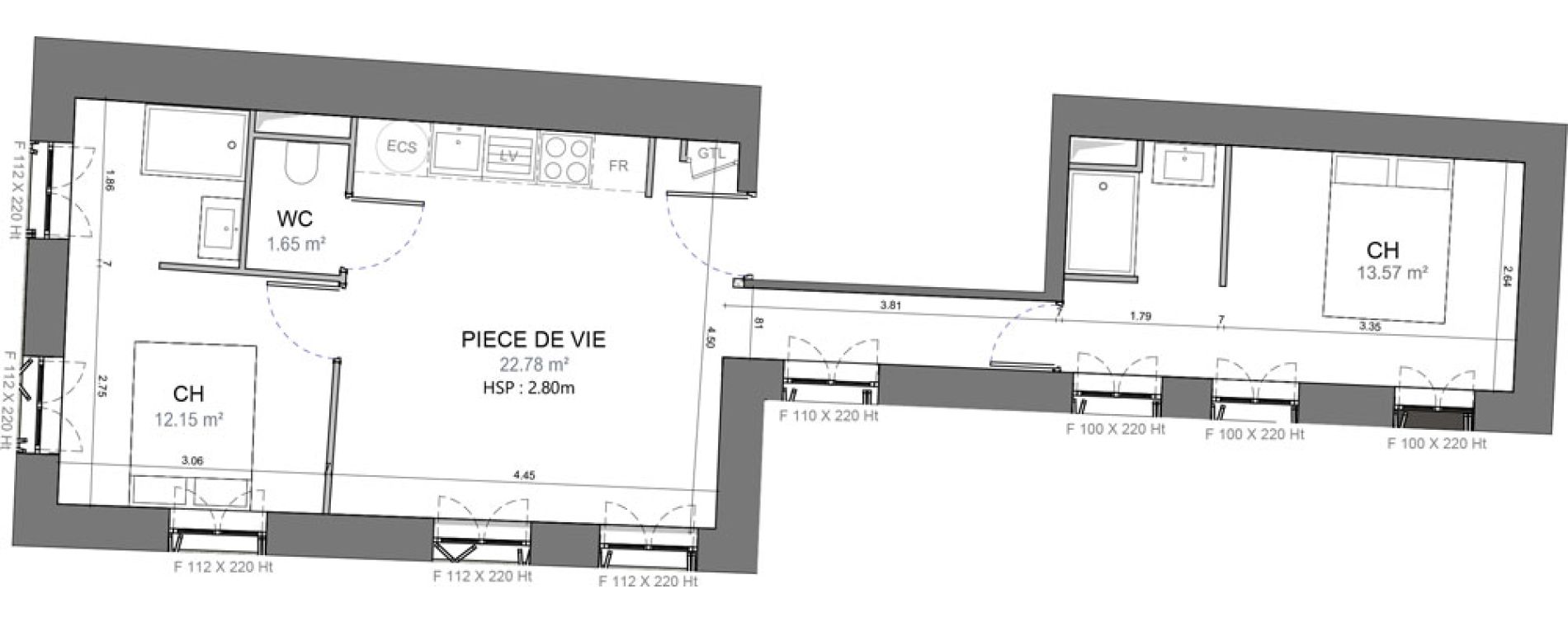 Appartement T3 de 50,09 m2 &agrave; Amiens Saint leu - notre dame