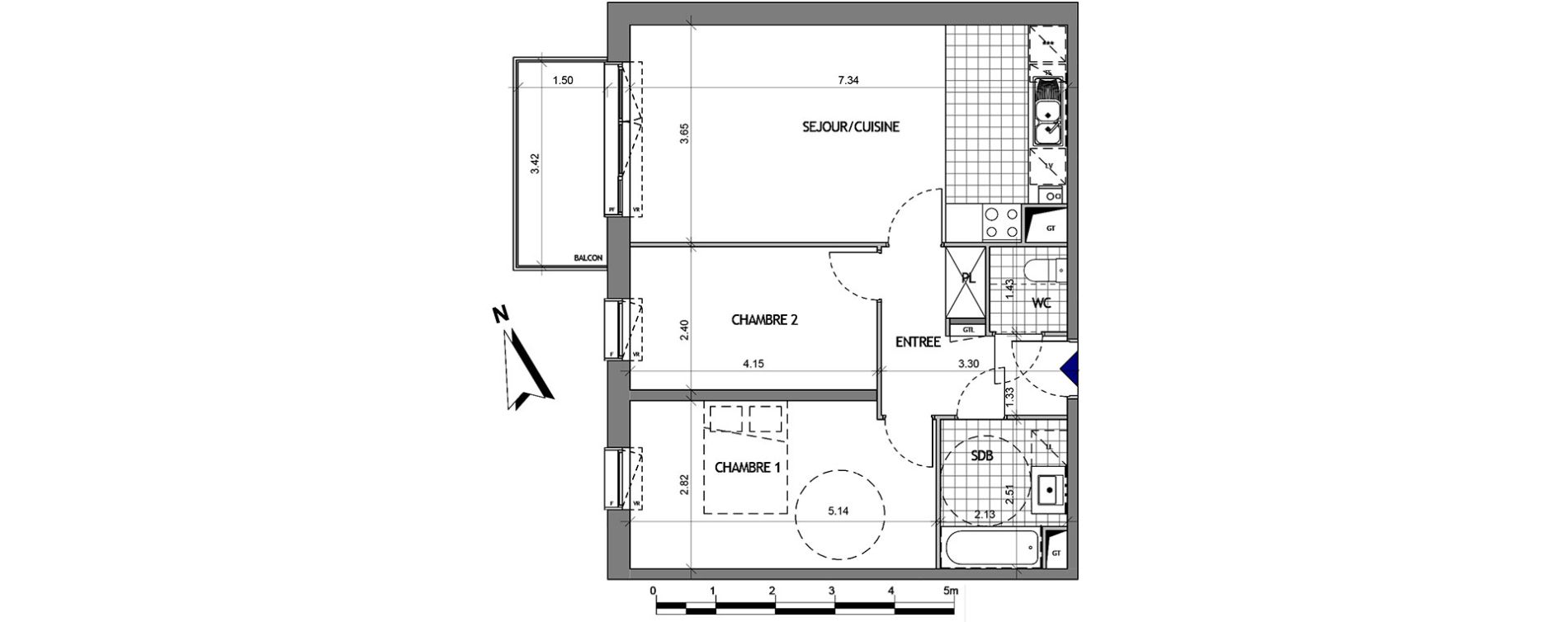 Appartement T3 de 63,84 m2 &agrave; Amiens La vall&eacute;e