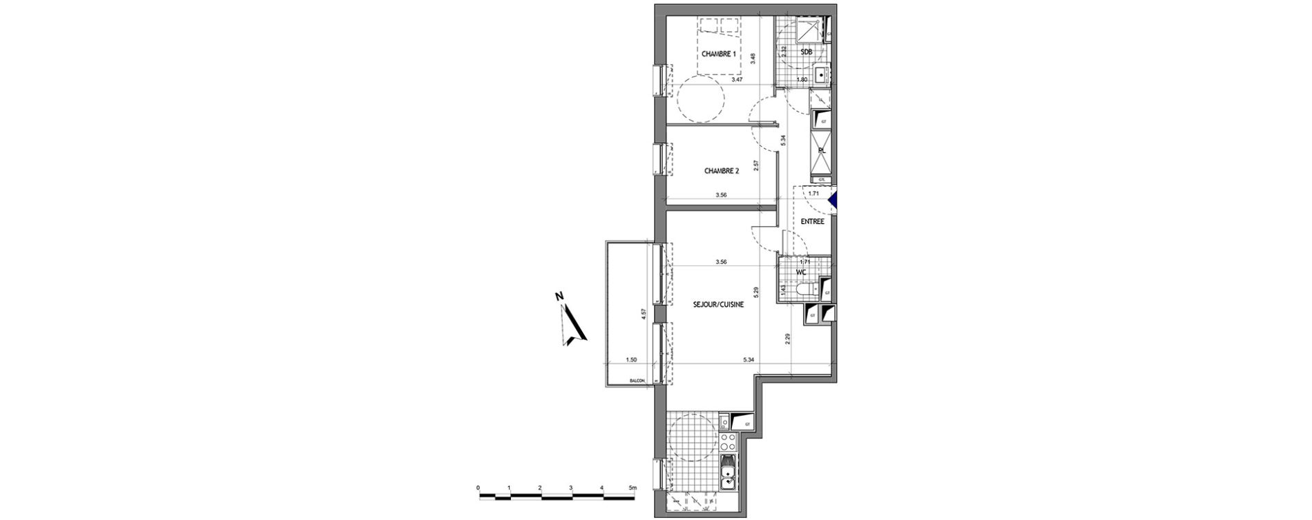 Appartement T3 de 68,81 m2 &agrave; Amiens La vall&eacute;e