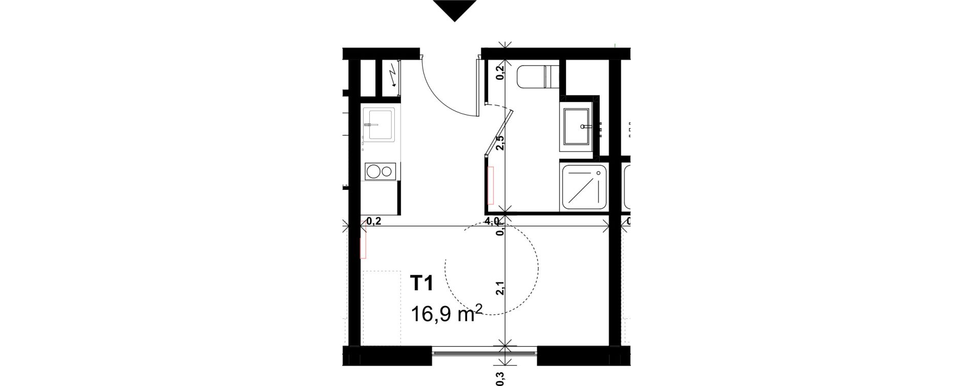 Appartement T1 de 16,90 m2 &agrave; Amiens Intercampus