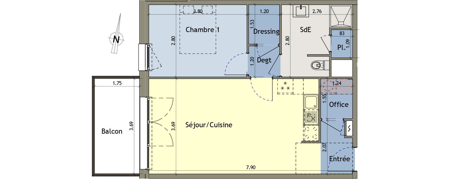 Appartement T2 de 49,40 m2 &agrave; Amiens Intercampus