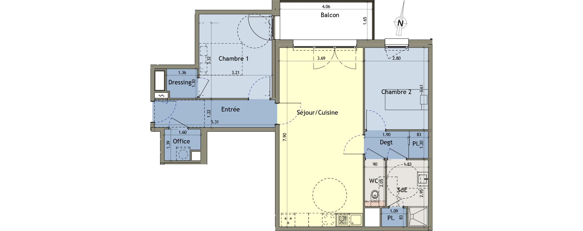 Appartement T3 de 71,94 m2 &agrave; Amiens Intercampus