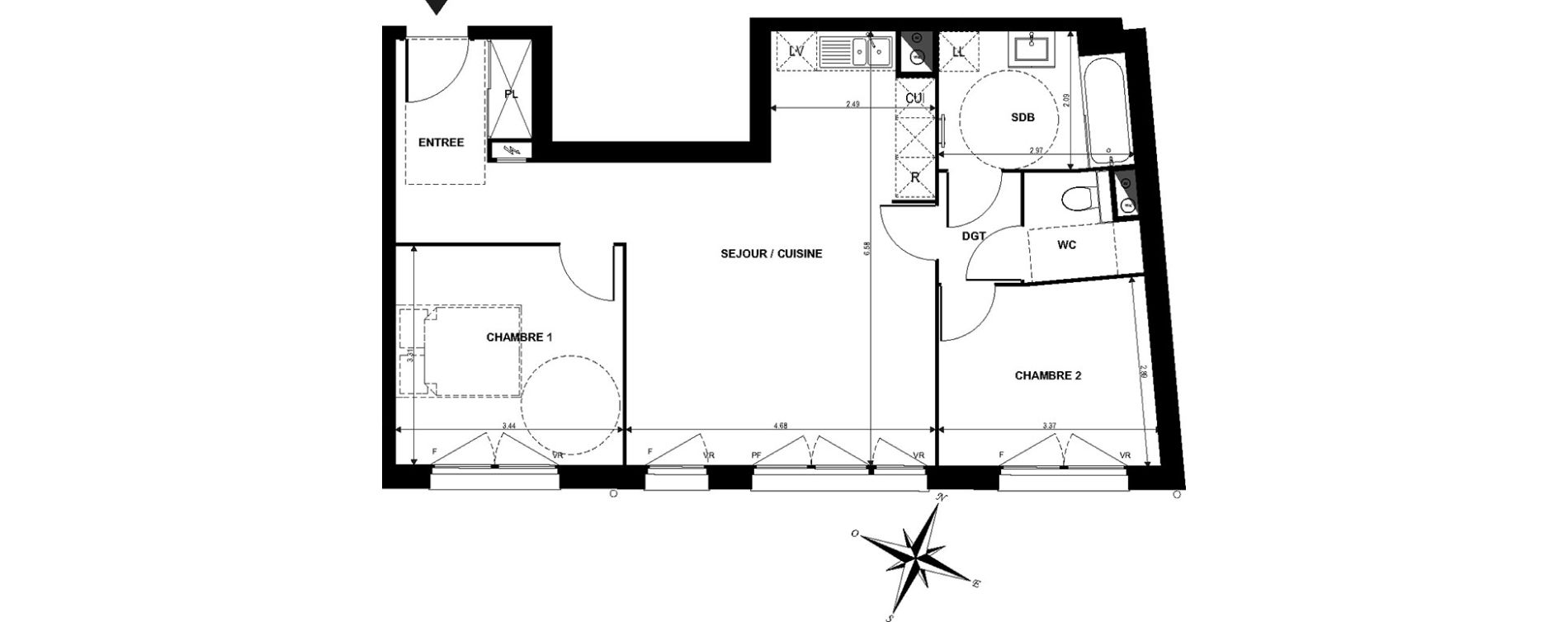 Appartement T3 de 64,70 m2 &agrave; Boves Centre