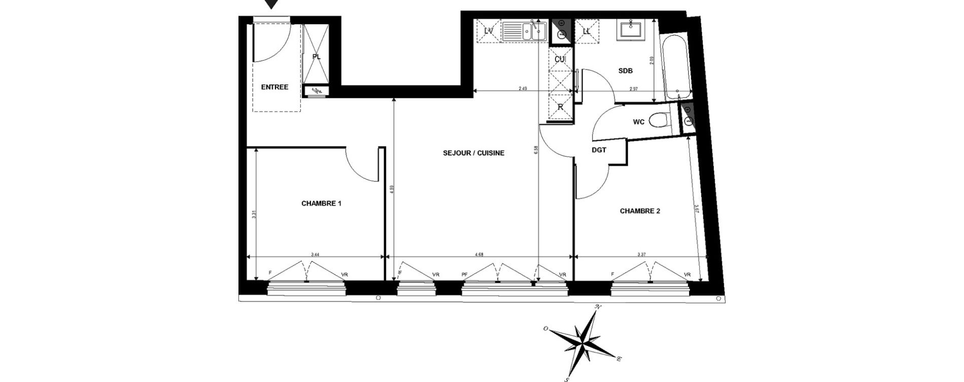 Appartement T3 de 64,70 m2 &agrave; Boves Centre