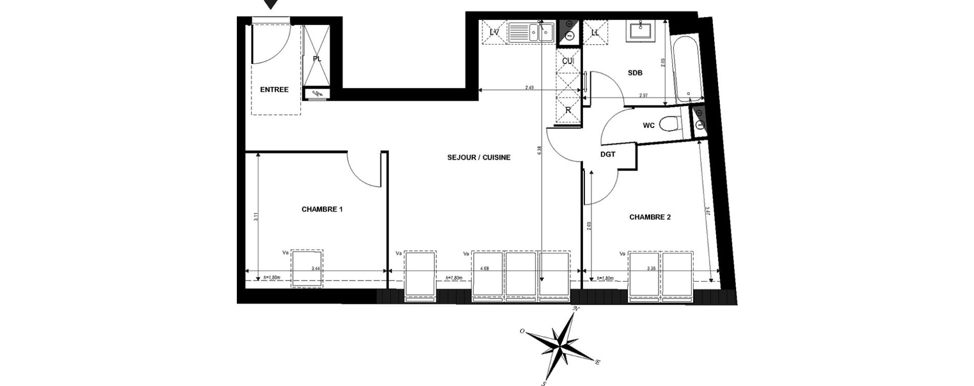 Appartement T3 de 63,30 m2 &agrave; Boves Centre