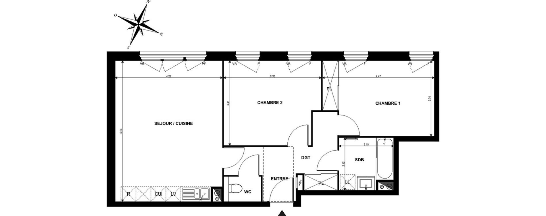 Appartement T3 de 64,40 m2 &agrave; Boves Centre