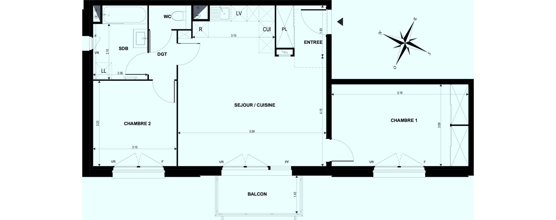 Appartement T3 de 67,70 m2 &agrave; Boves Centre