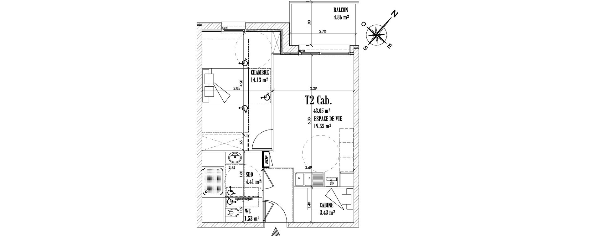 Appartement T2 de 43,05 m2 &agrave; Cayeux-Sur-Mer Centre